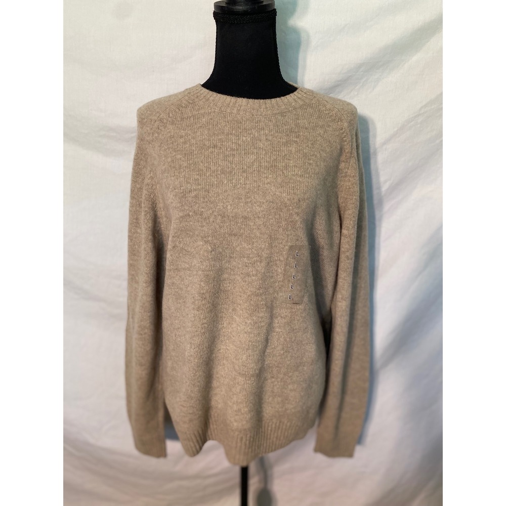Uniqlo Premium Lambswool Crew Neck Sweater Beige Tan 469400 Mens Large NEW